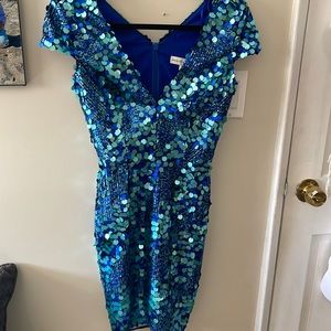Dress the Population Blue Sequin Dress